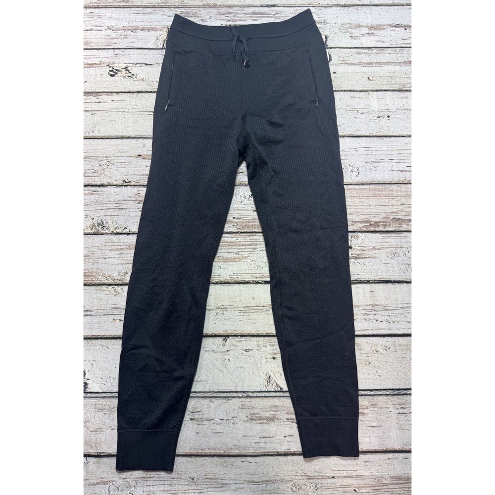 LULULEMON Engineered Warmth Waffle Knit Wool Blend Joggers Zip Pockets Black 4
